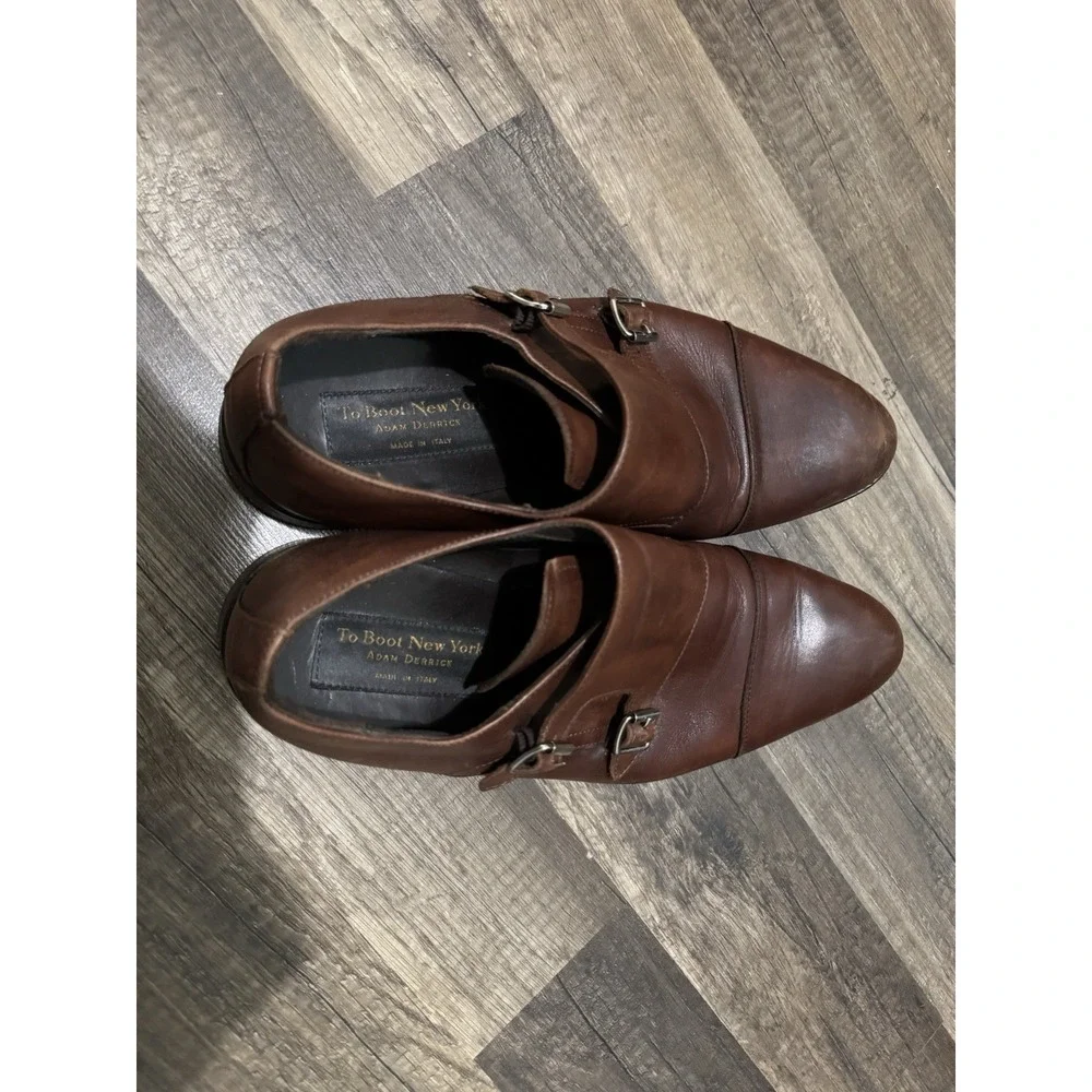 To Boot New York Brown Leather Double Monk Strap Shoes Mens Size 10.5 Made Italy
